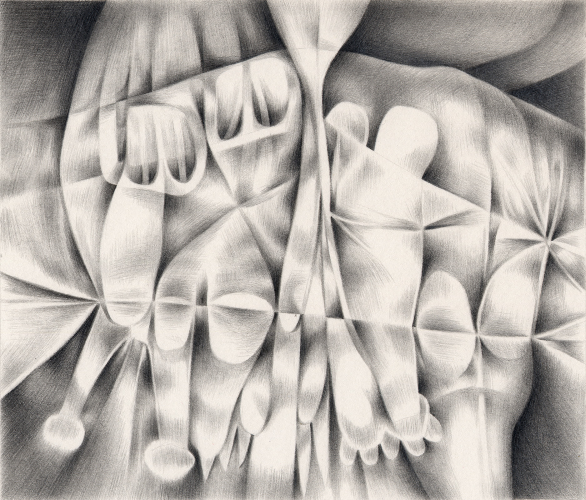   Skin Blossom , 2003. Graphite on paper. 7" x 6". 