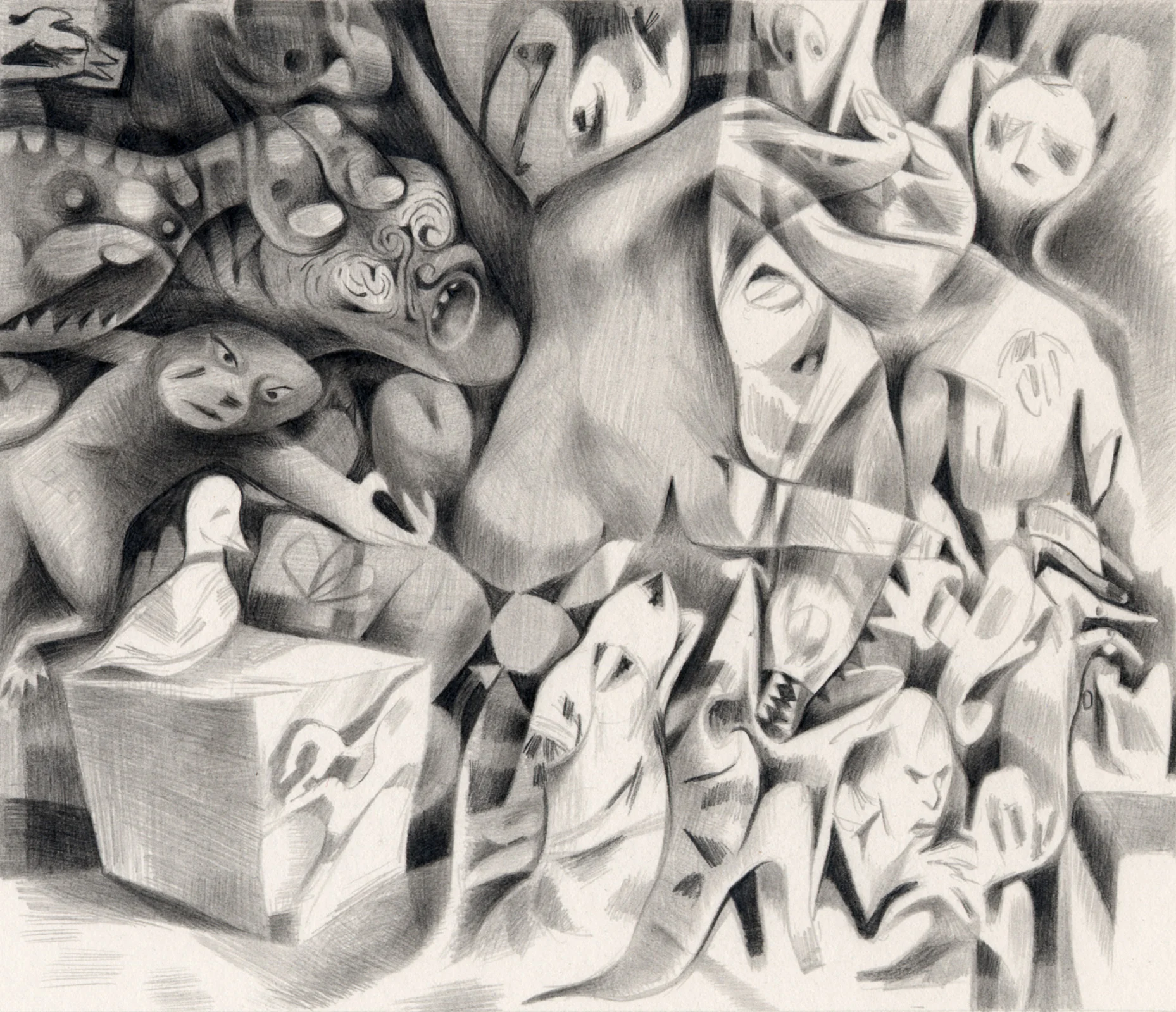 At the Prom , 2003. Graphite on paper. 7" x 6".