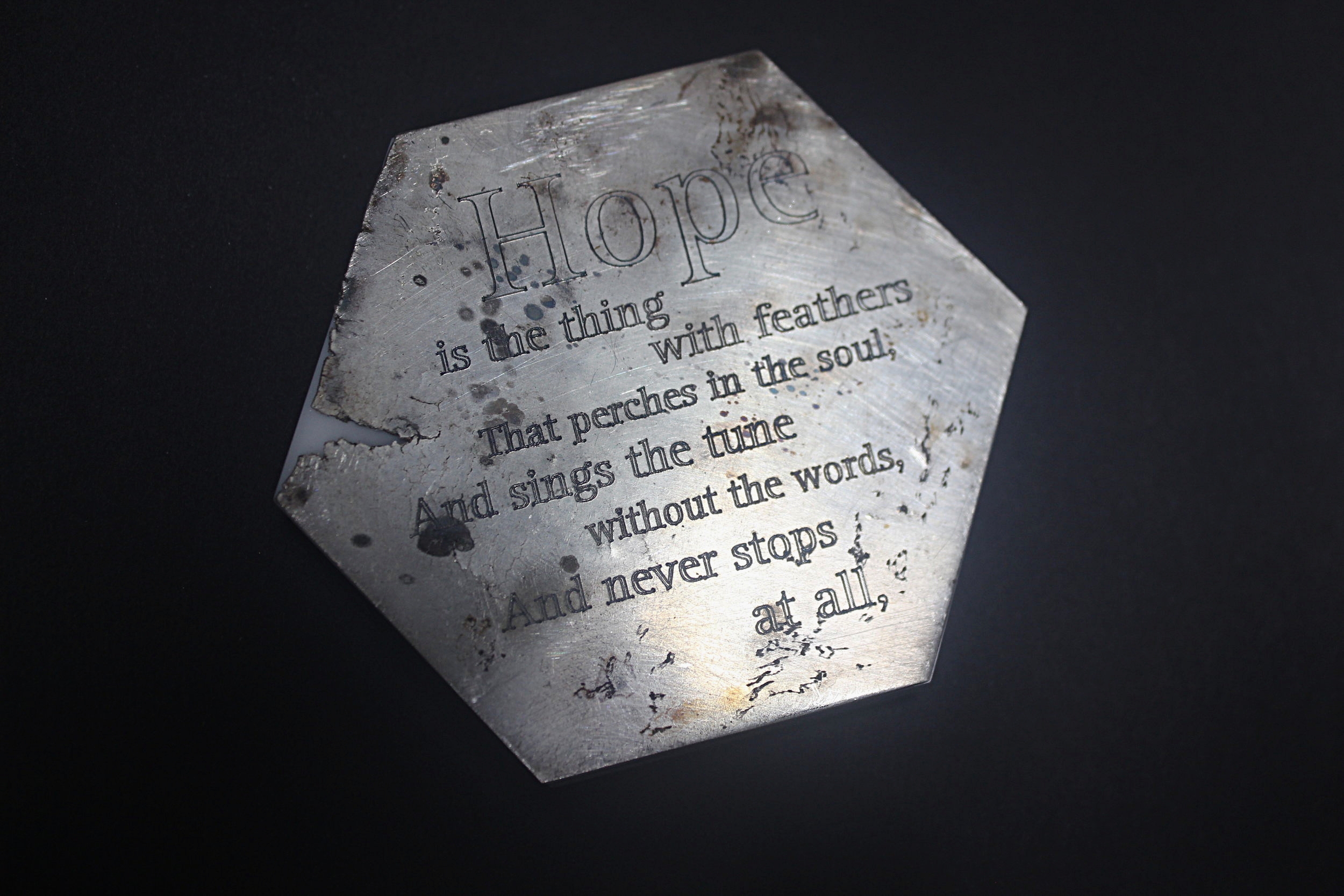 memorial plaque for Hope