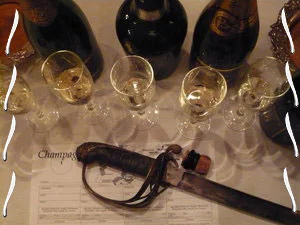 Skräddarsydda provningar; Kurs i Sabrering (450 kr) Champagne: Rosé , Oeil de Perdrix, Saignée...Vintage Blindprovning av champagne Blanc de blanc provning. Blanc de noir provning. Områdes/Mono-cru provning Provning av bubbel från andra områden än Champagne Champagne & mat; ost, ostron, gåslever m.m. Pris: på förfrågan