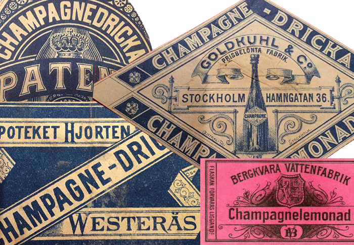 Exempel på andra svenska "champagner" i början av förra seklet!  Tidig GULDKULA - Goldkuhl !