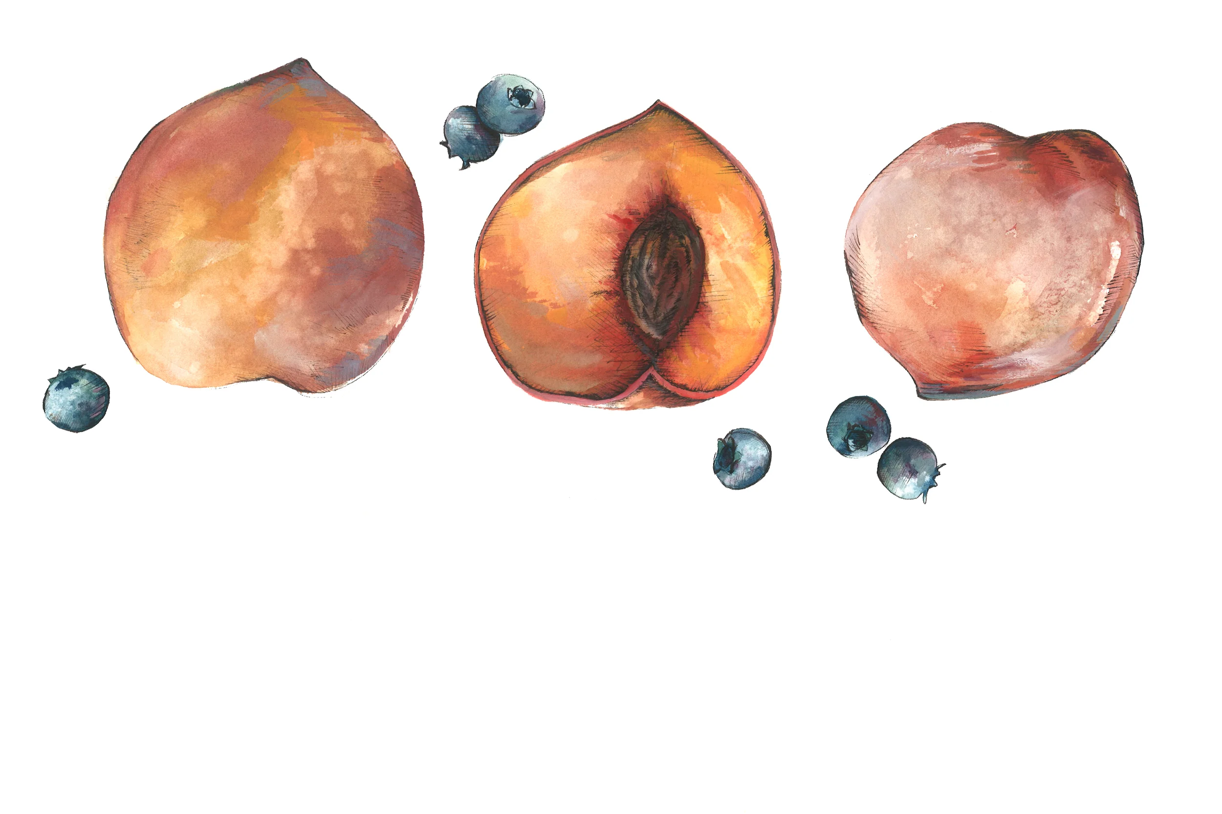 Peaches and blueberries