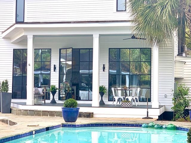 One of my most favorite change in our renovation was these steel doors that we added across the back of the house. I have a thing for steel doors and being able to incorporate them into the design of this house was a real treat for me!  The weather i