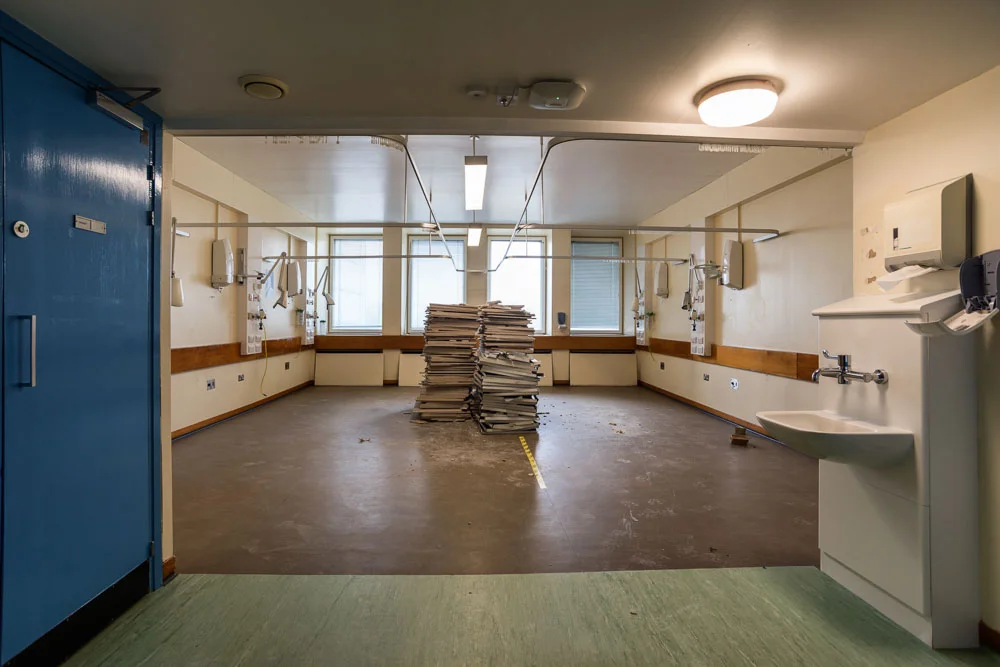 Old ward rooms being prepped for stripping back.