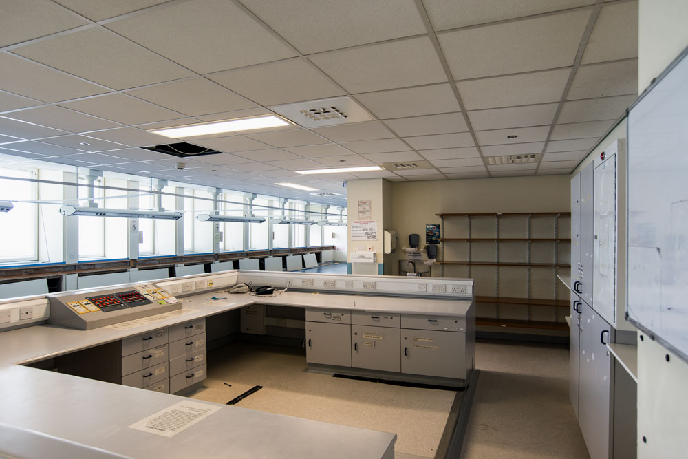 Nurses station prior to decommissioning and strip-back.