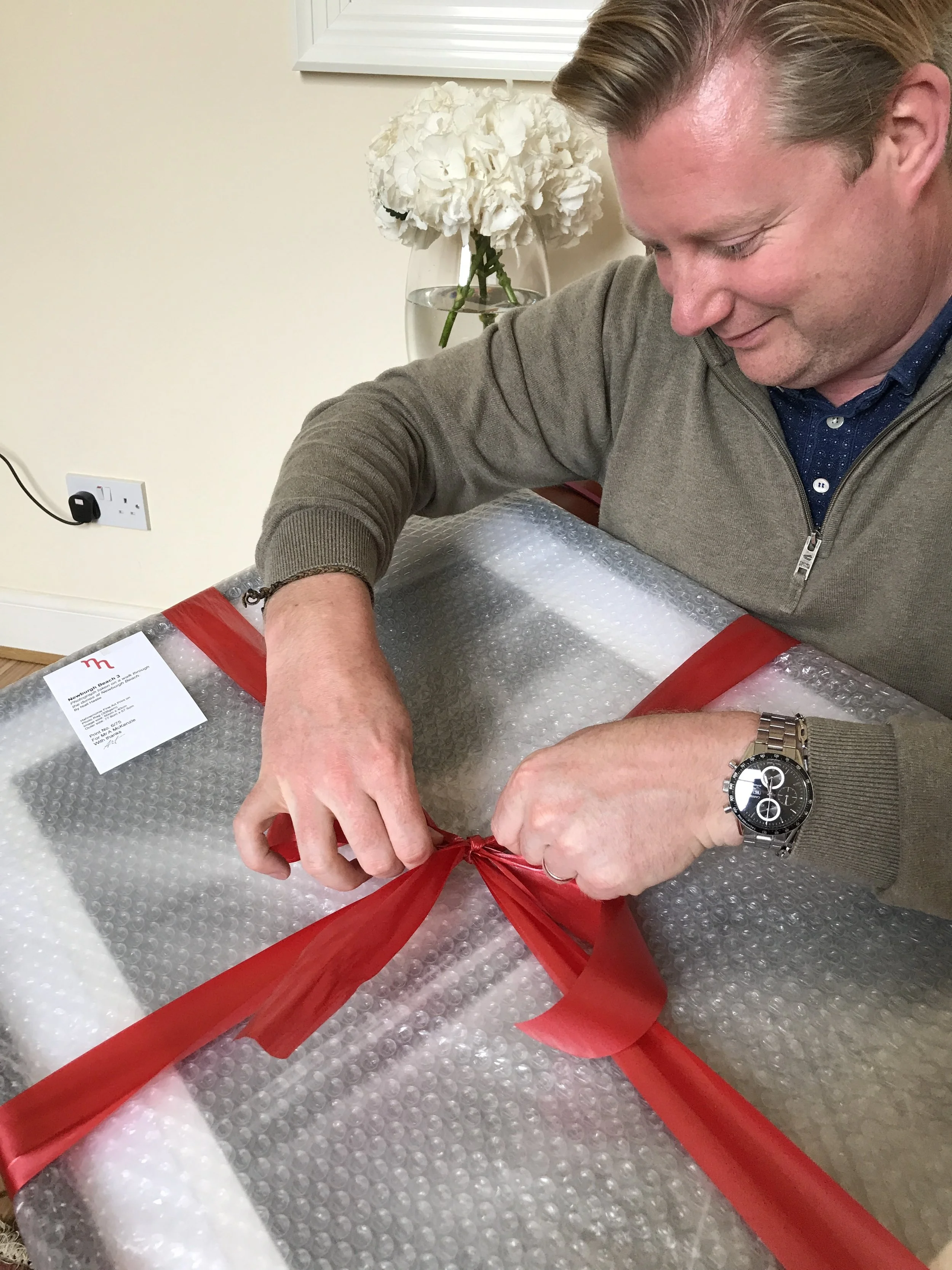Wrapping a print for delivery!
