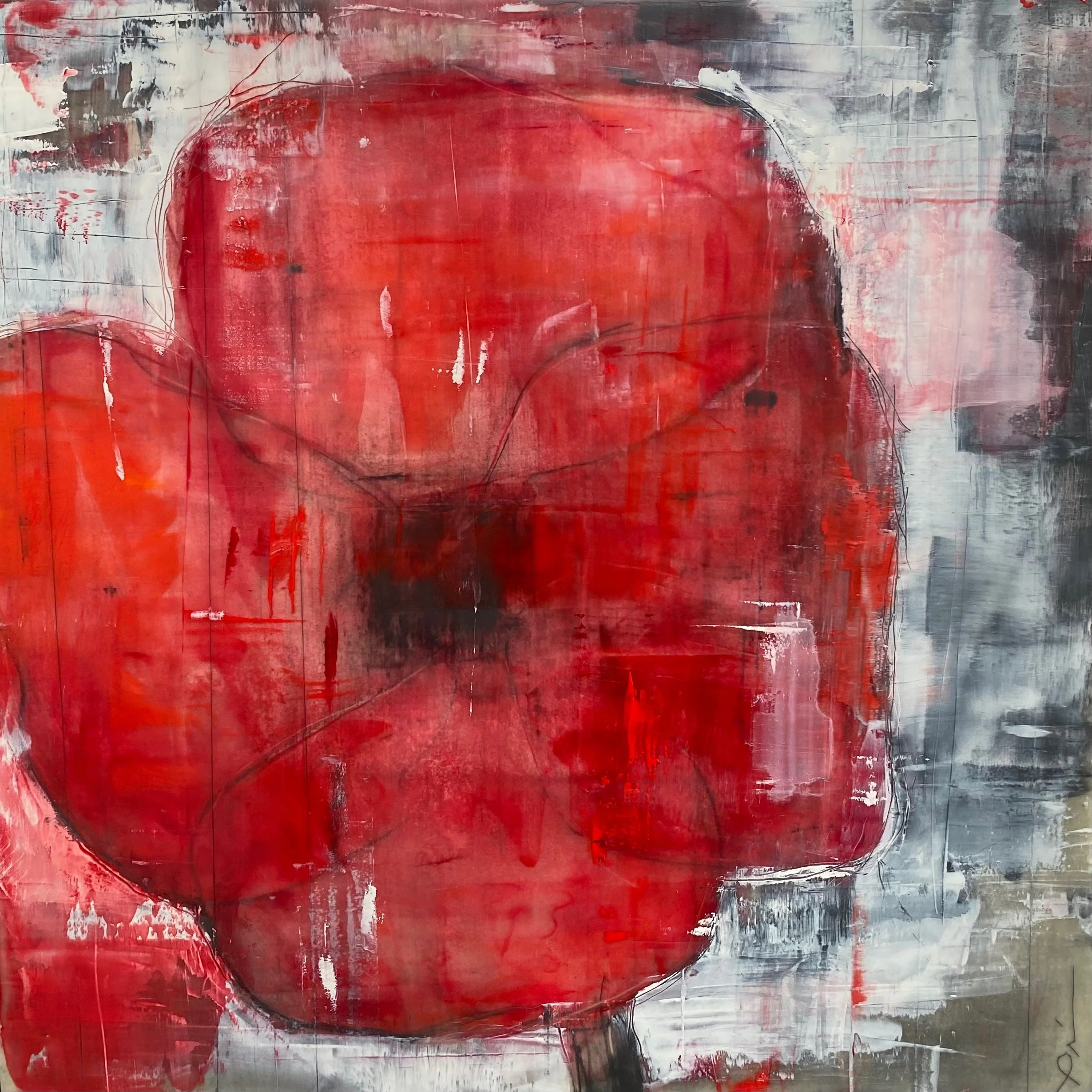 "Red Poppy" 16" x 16"