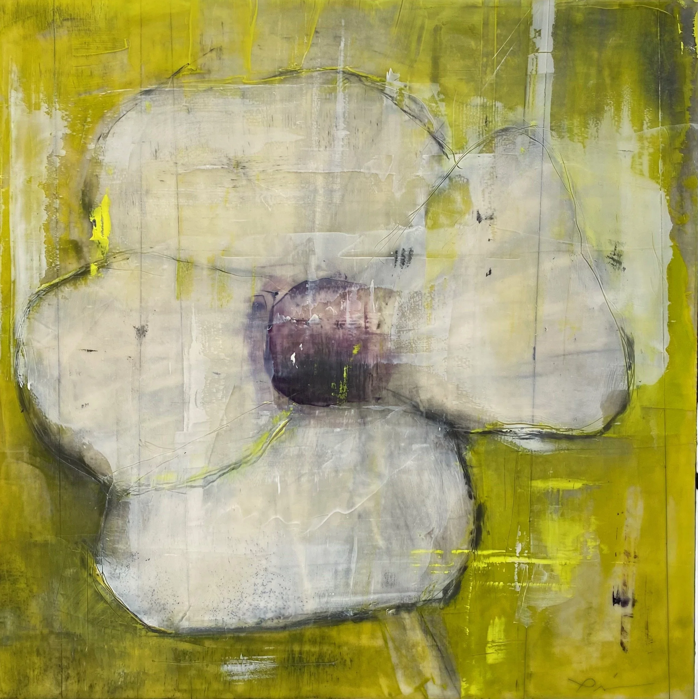 " White Poppy" 16" x 16"