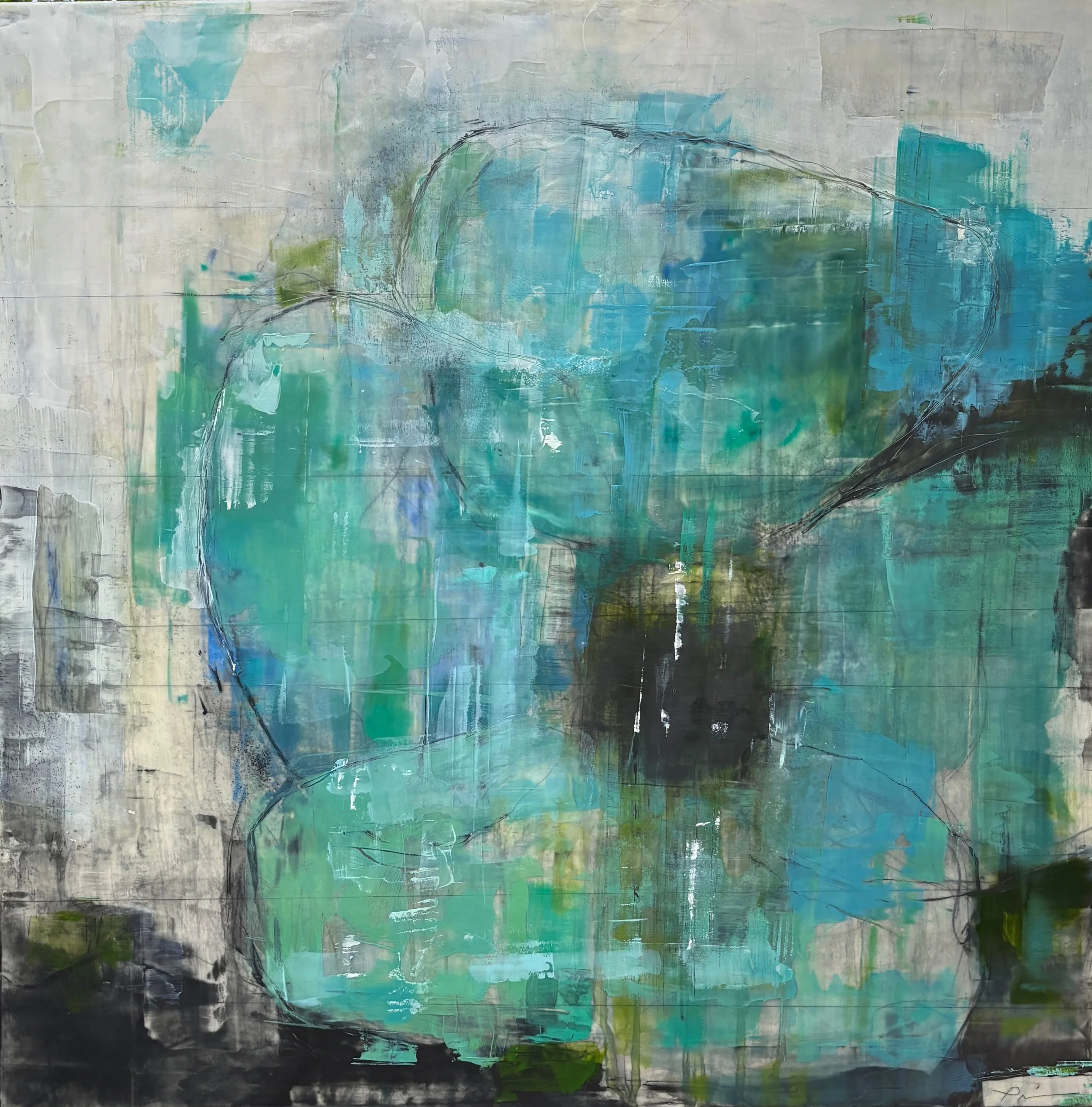 "Aquamarine Poppy" 36" x 36"