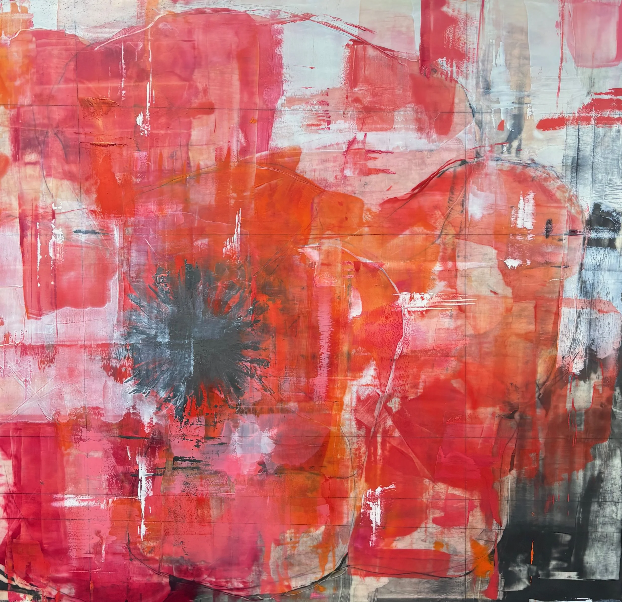 "Red Studio Poppy" 24" x 24"