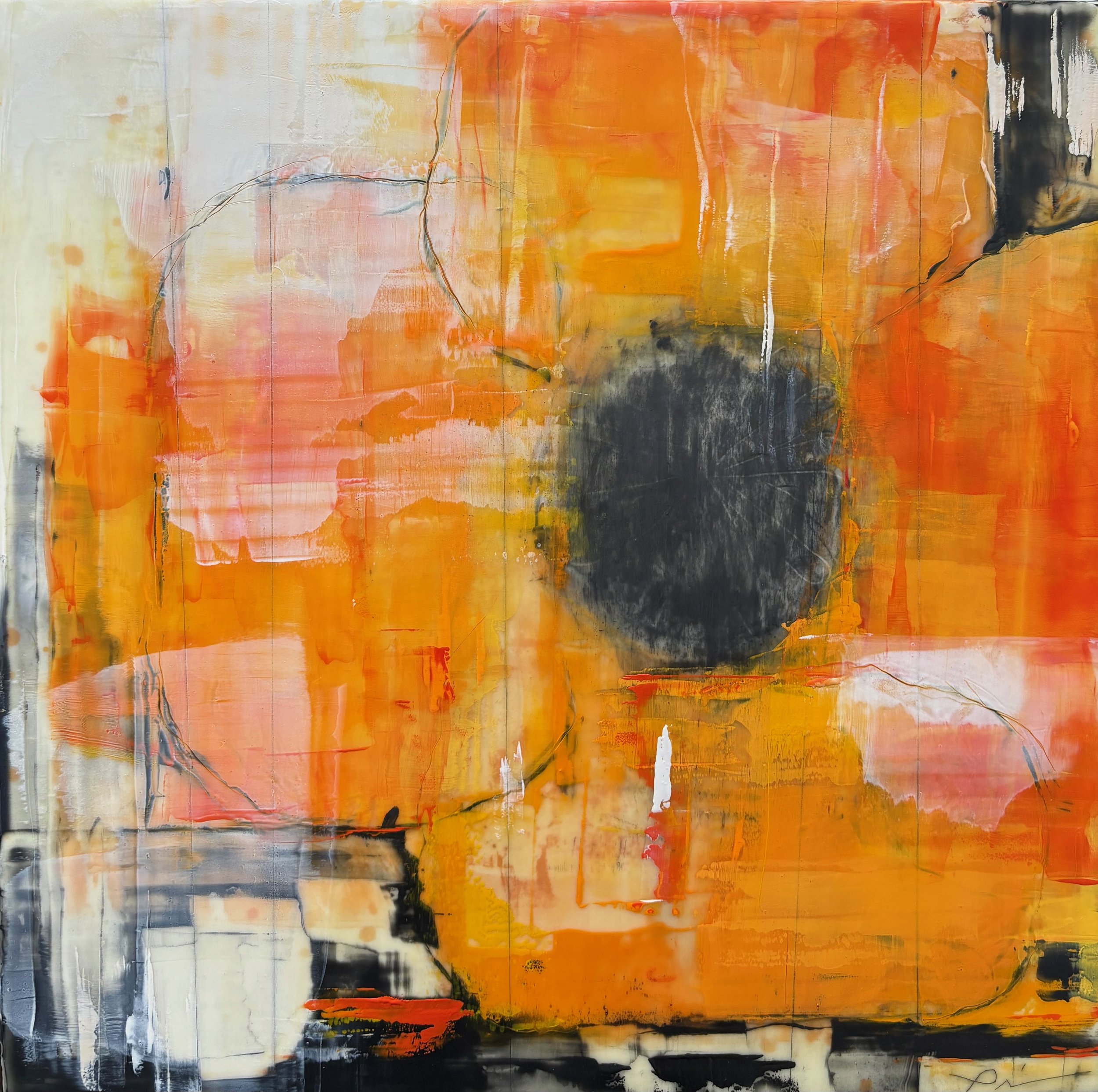 "Citrus Poppy" 16" x 16"