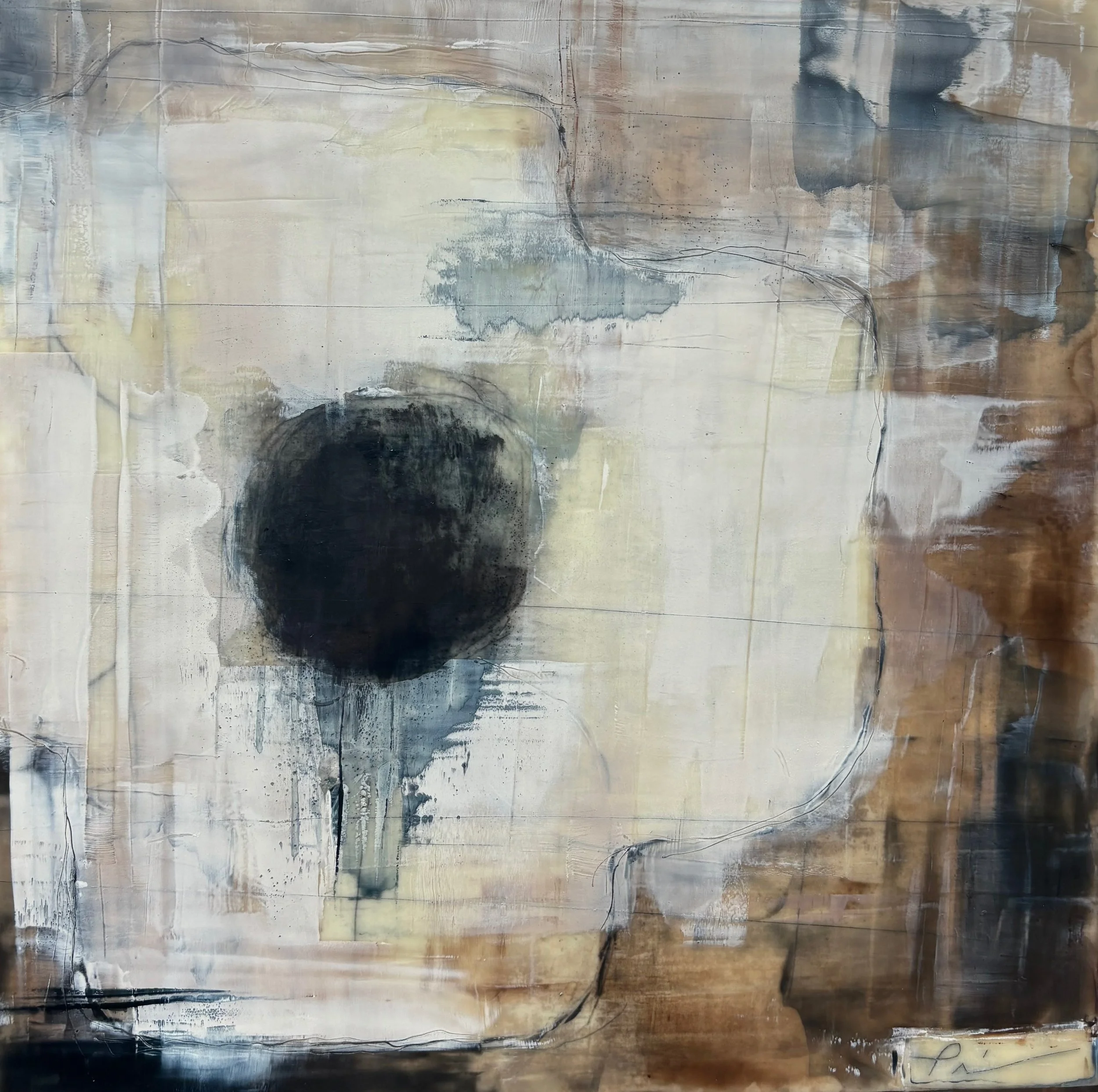 "Vanilla Indigo Blossom" 16" x 16"