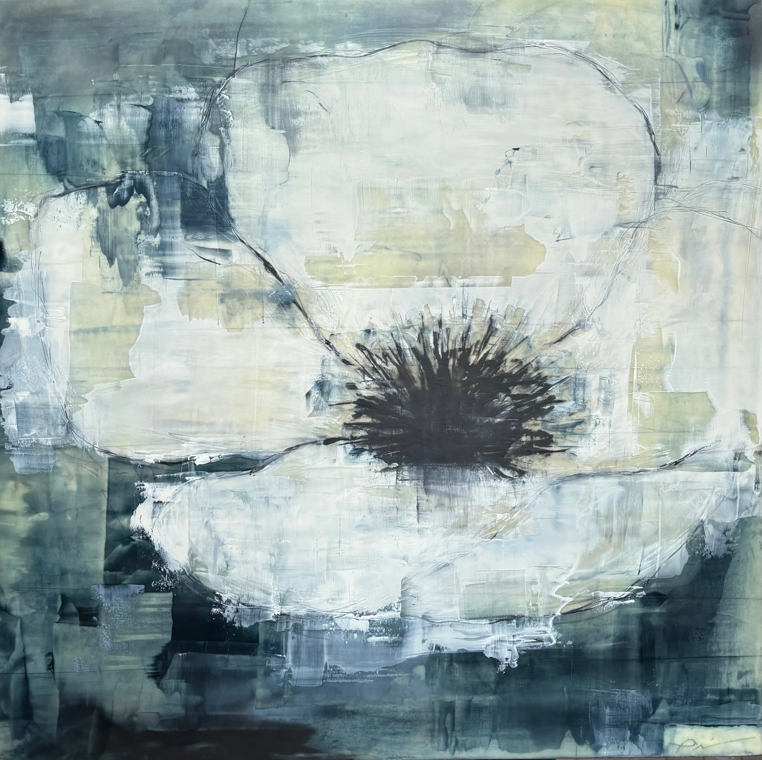 "Indigo Poppy" 24" x 24"