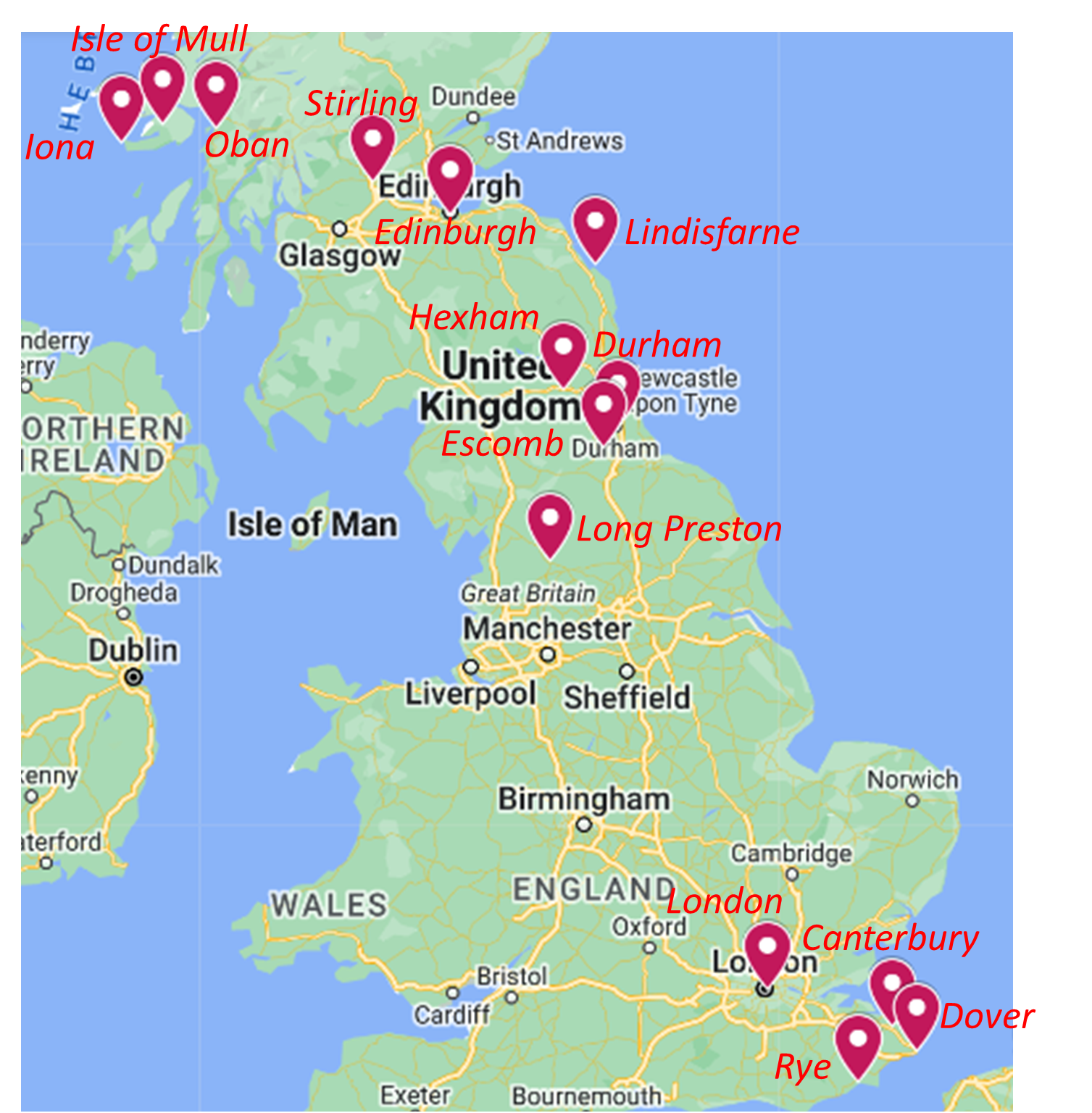 UK 2005 Trip Locations