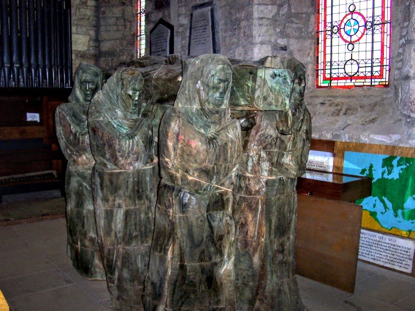 Sculpture of Monks Carrying St Cuthbert's Coffin