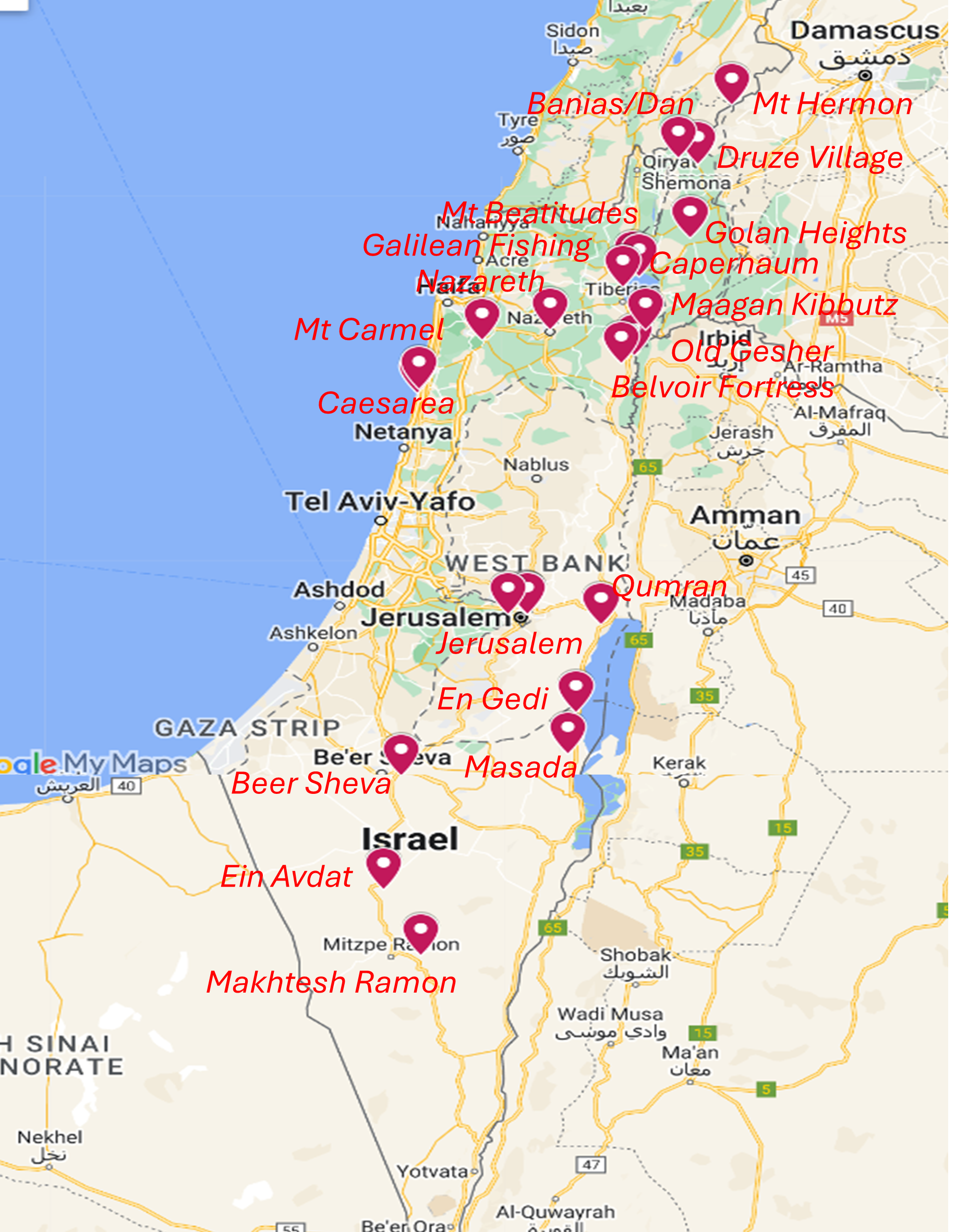 Israel 2008 Trip Locations