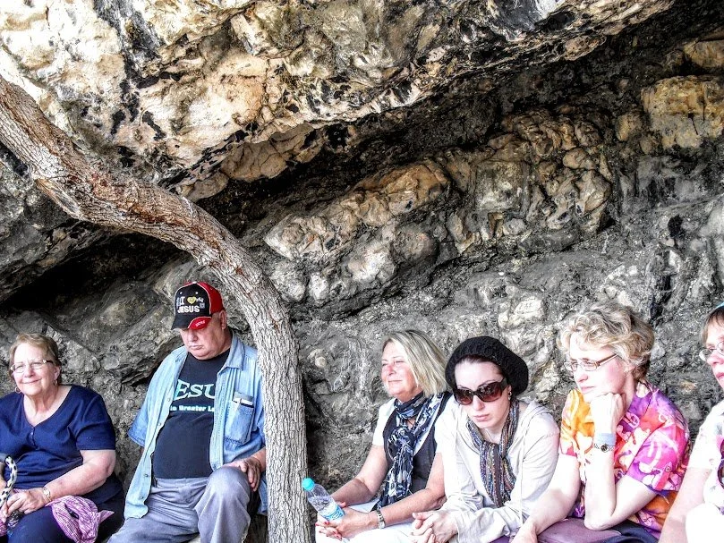 Eremos Cave at Mt Beatitudes with Prayer Team