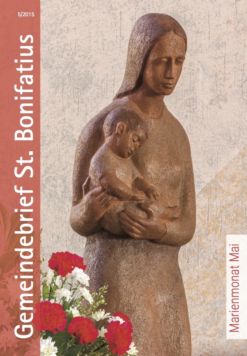 Die Titelseite des Gemeindebriefes zeigt eine Marienfigur in unserer Kirche St. Andreas