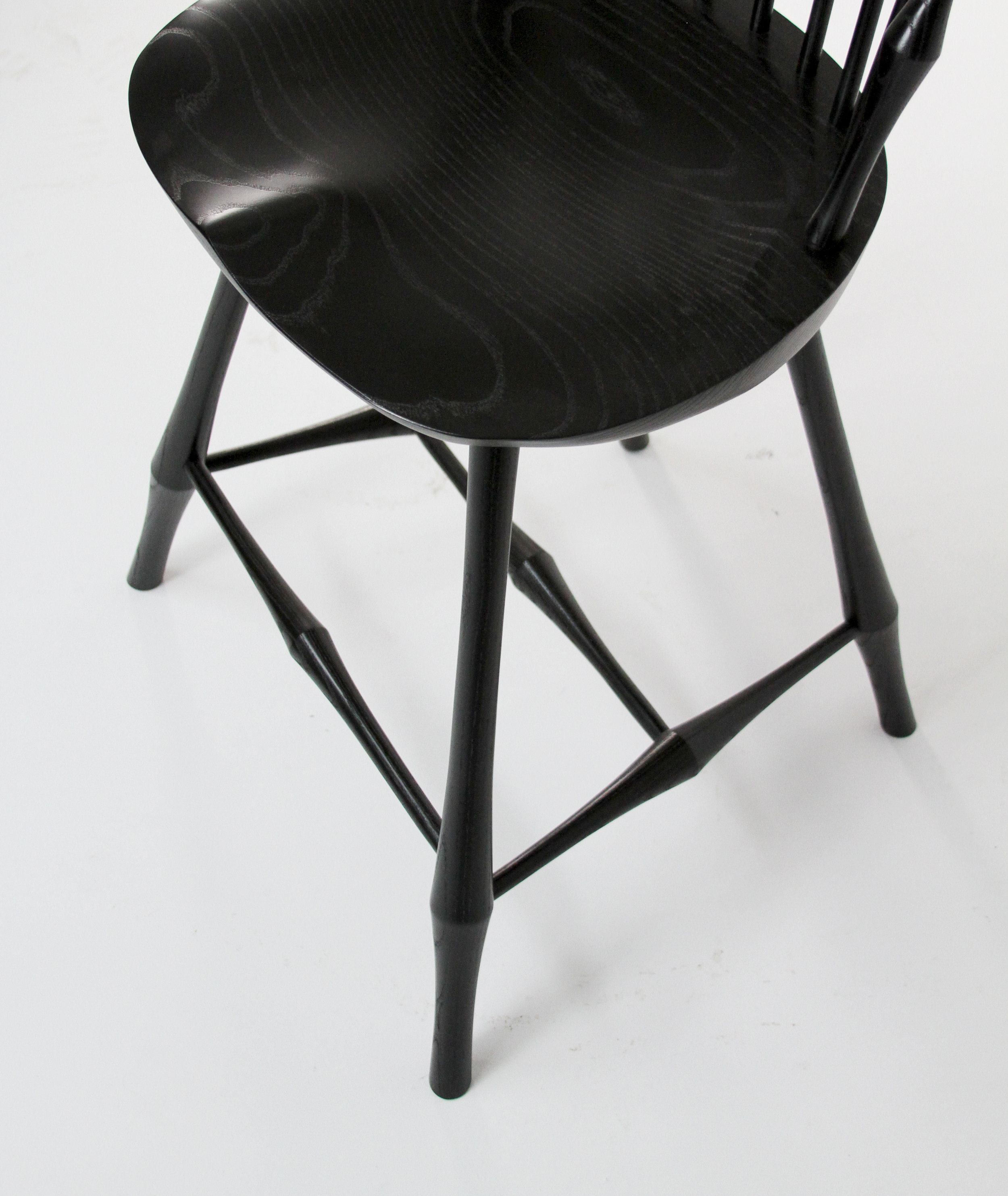 O&G Studio Wayland Fan Back Bar Counter Stool Windsor Contemporary Dining Chair Side Chair Black Ebonized Stain on Ash