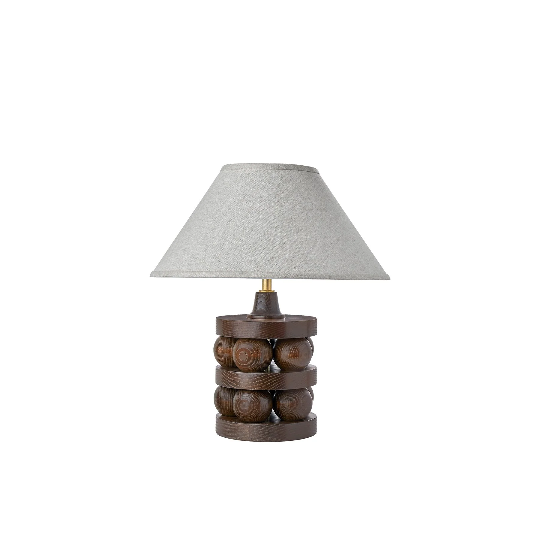 The Lyra Lamp is a made-to-order solid hardwood table lamp from O&G Studio, available in ash stain finishes, natural cherry, and natural walnut with a linen shade.
