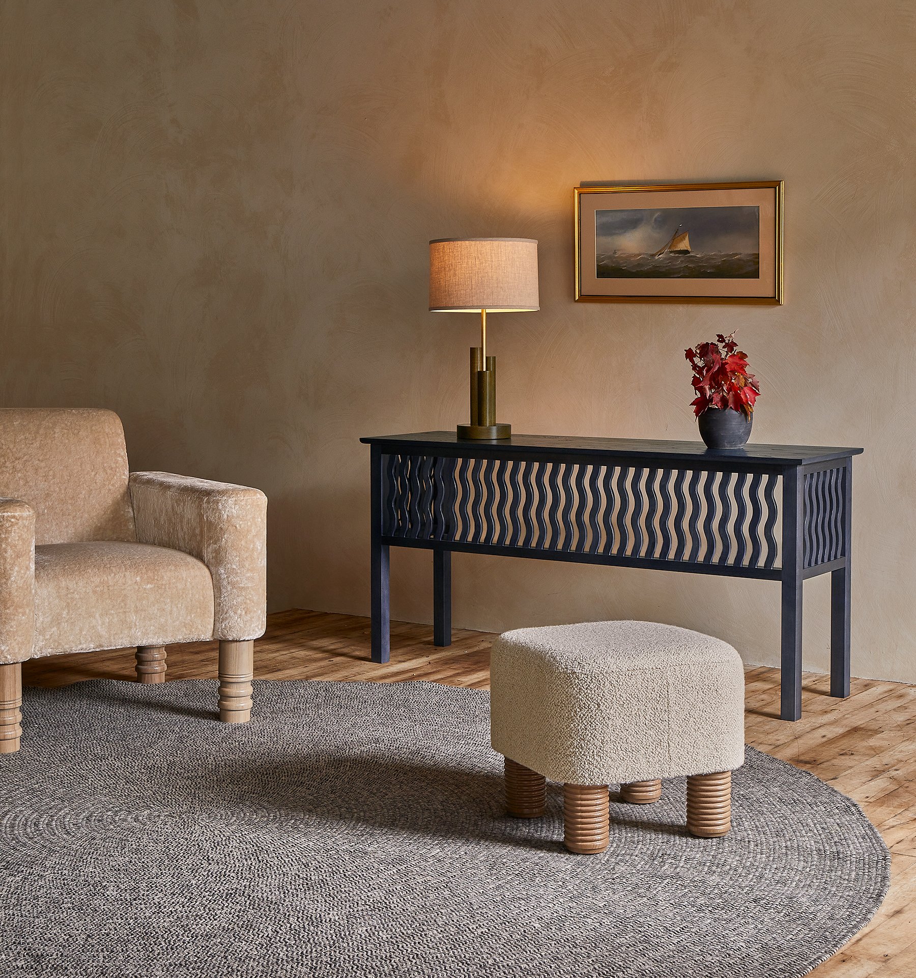 RILL CONSOLE-AZIMUTH-ASH-DOCA STUDIO LOUNGE-OYSTER-ASH-DUNE-PEDRA OTTOMAN-OYSTER-ASH-PIERRE FREY MERENGUE-CAPE TABLELAMP-KELP-ASH-VIGNETTE 2.jpg