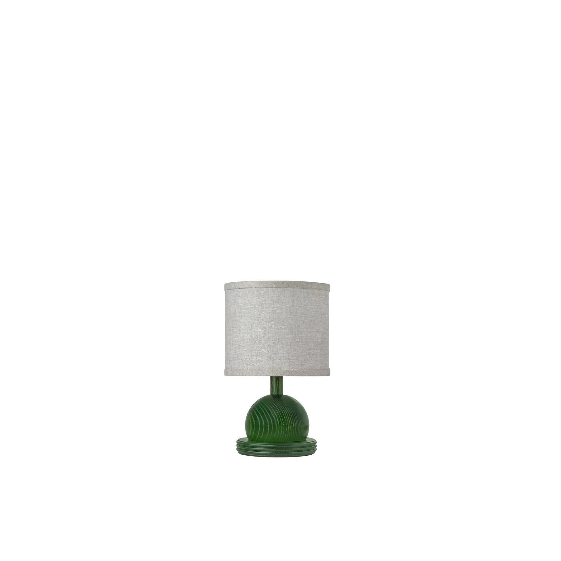 The Iris Lamp is a made-to-order solid hardwood accent lamp from O&G Studio, available in ash stain finishes, natural cherry, and natural walnut with a linen shade.
