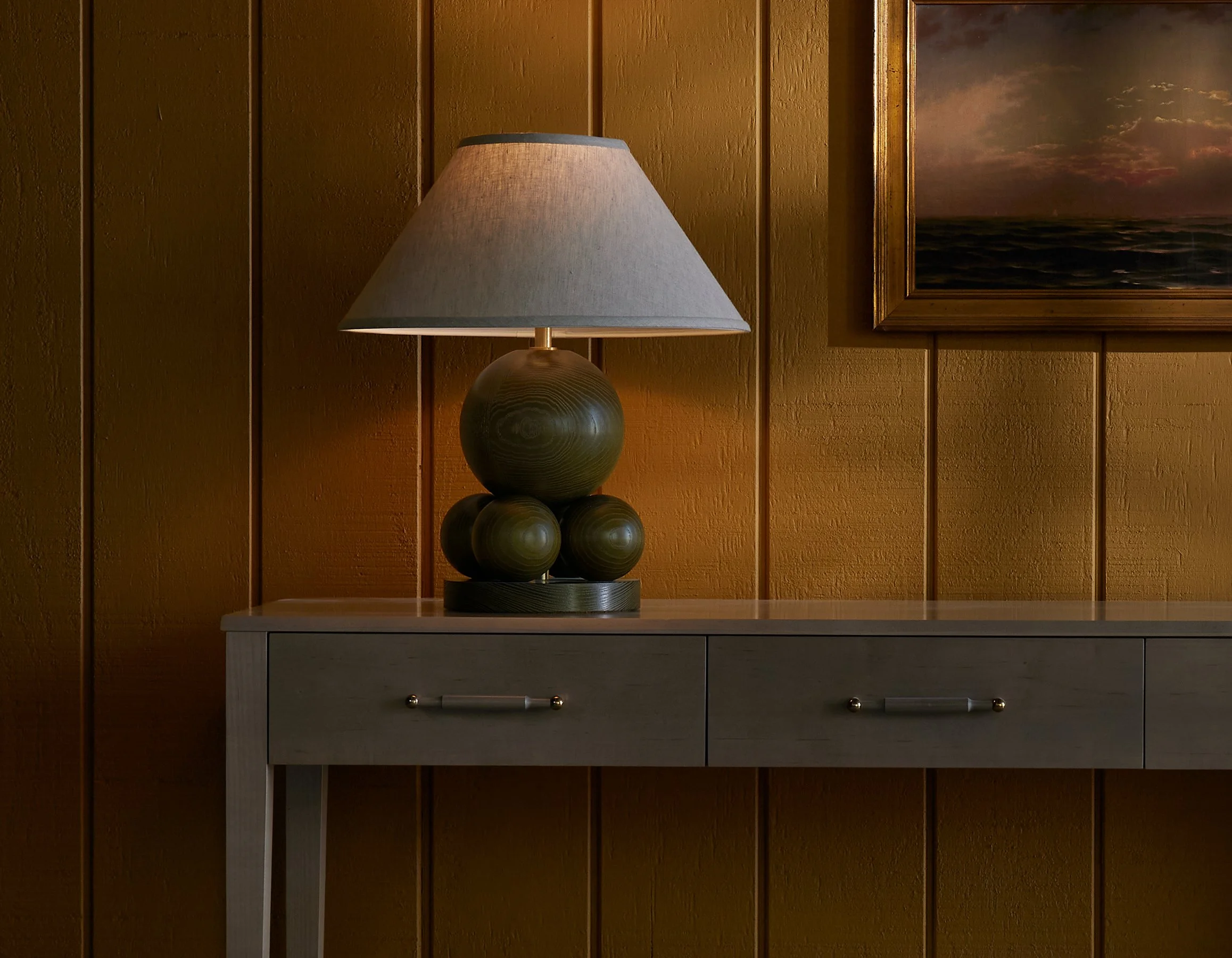 MORA LAMP-ASH-KELP-ATLANTIC CONSOLE-OYSTER-MAPLE-WITH PAINTING.jpg