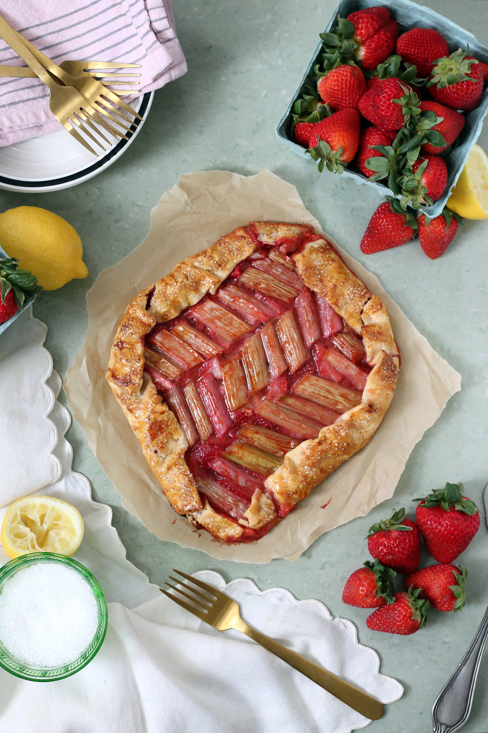The perfect spring Strawberry Rhubarb Galette via Unusually Lovely