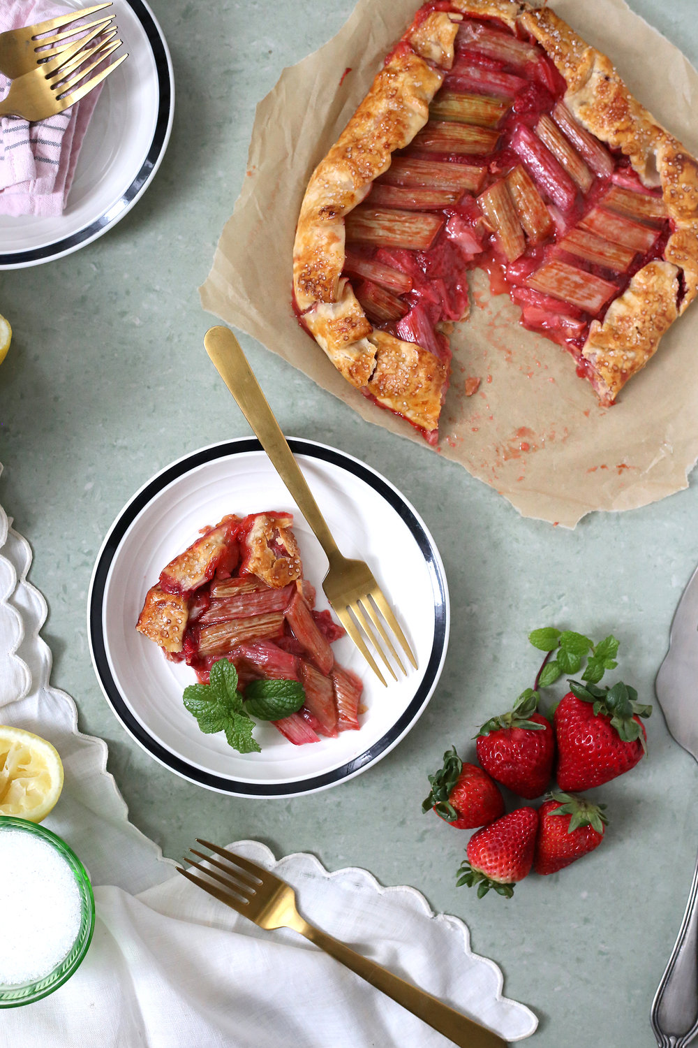 Easy as pie! Get the recipe for this Strawberry Rhubarb Galette at UnusuallyLovely.com