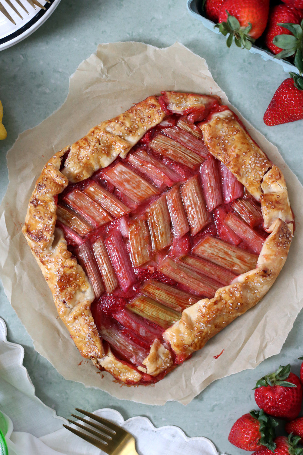 Sweet and tart: Get the recipe for this Strawberry Rhubarb Galette at UnusuallyLovely.com