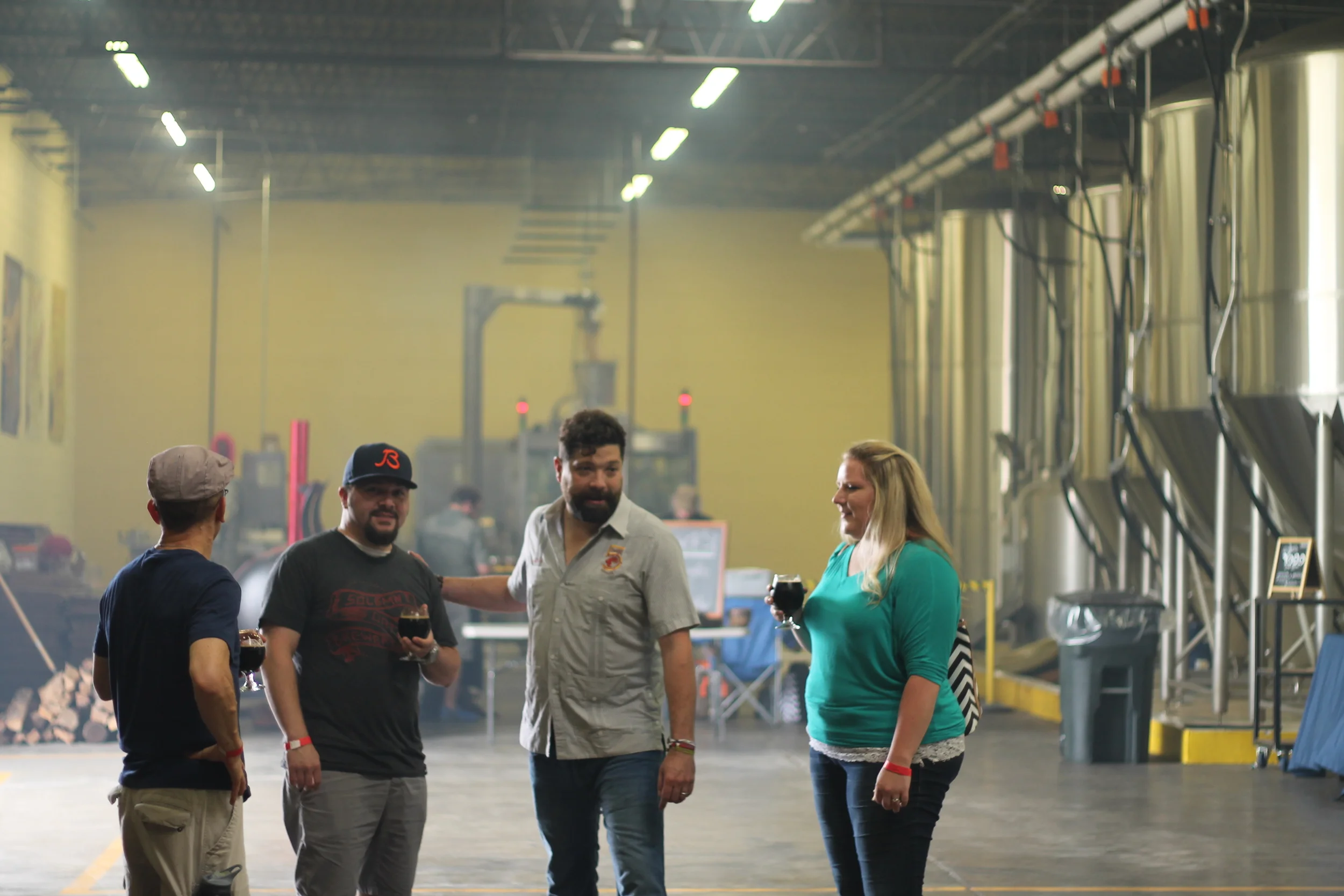   Pregaming the launch party with 5 Rabbit founder Andres Araya (second from right).  