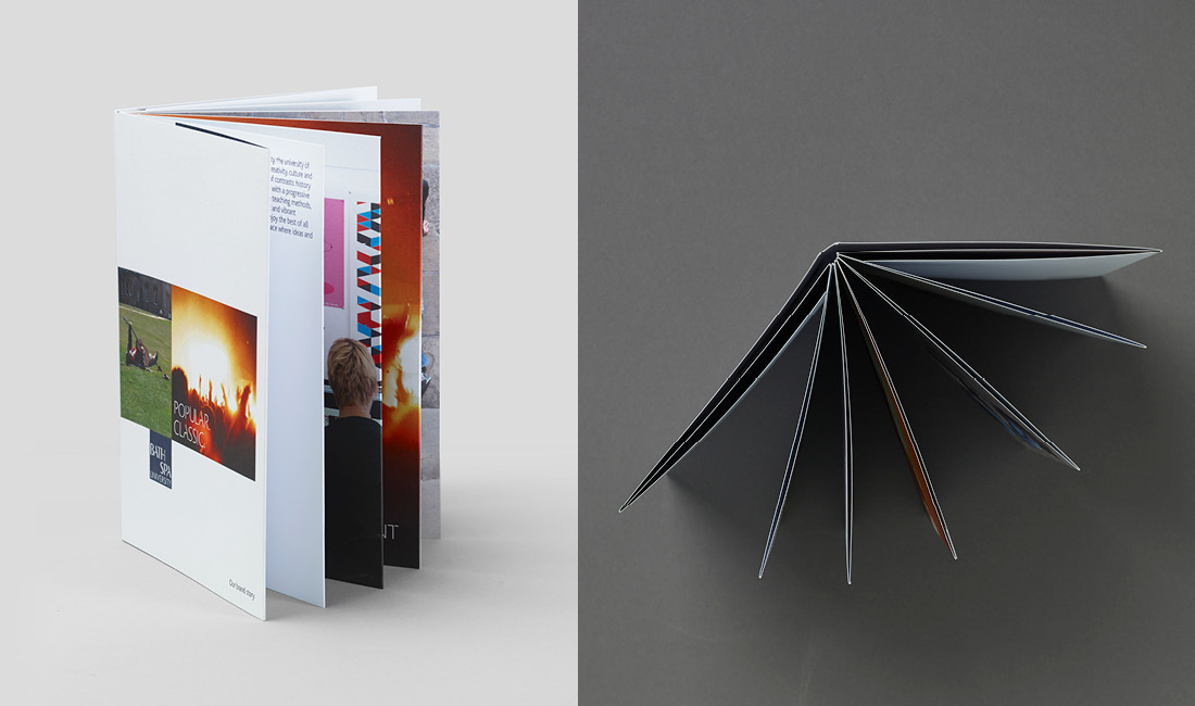 The branding concept was summarised in a unique z-fold brand book, with beautiful photographic juxtapositions highlighting the contrasts of everyday life at the university.