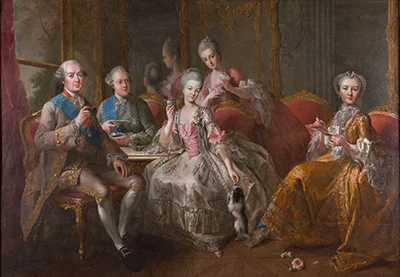 Image: Jean-Baptiste Charpentier, the elder The Duke of Penthièvre and his family c.1768 oil on canvas On loan from the Palace of Versailles Photo © Château de Versailles, Dist. RMN-Grand Palais / Christophe Fouin