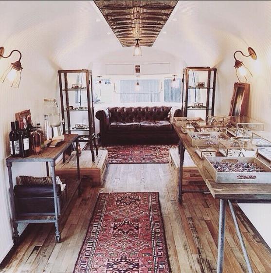 AIRSTREAM CONVERSION - BELLA & CHLOE - DALLAS, TX - 2015 Turquoise jewelry galore and motorcycle gear in an amazing retail environment.