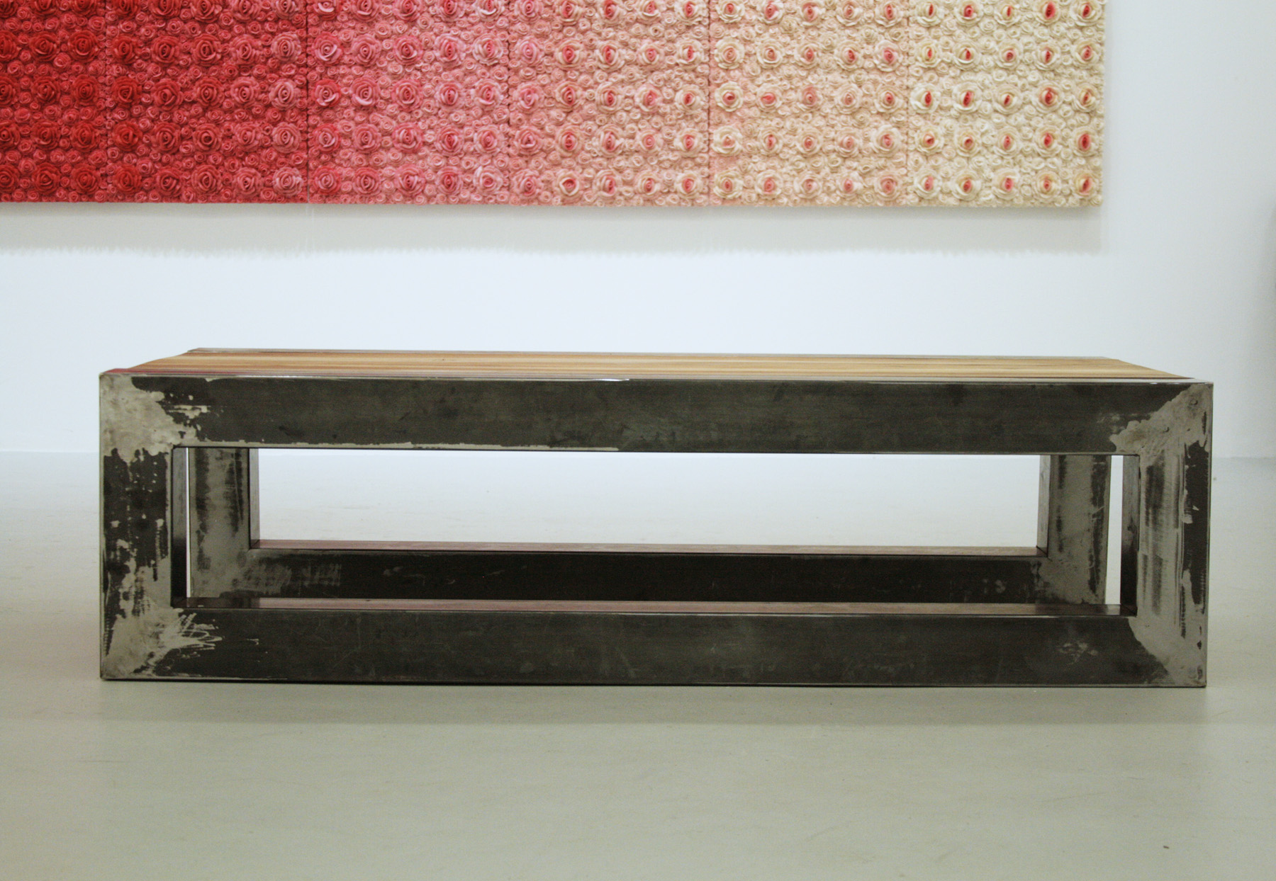 STEEL & PECAN BENCH - BY - AARON BENDER - 2017