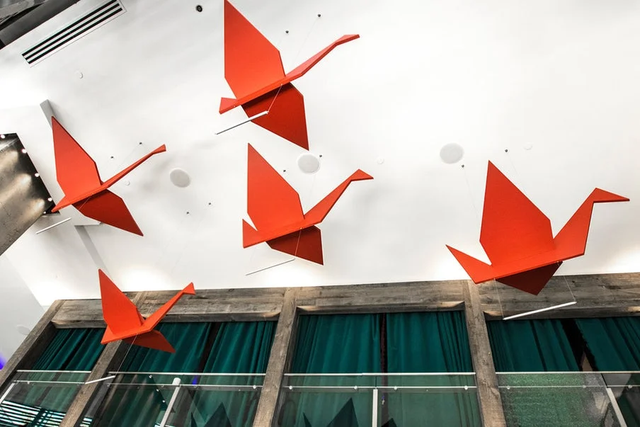 6' ORIGAMI CRANES - LED LIGHTED SCULPTURES IMOTO - SUSHI RESTAURANT - DALLAS, TX - 2018