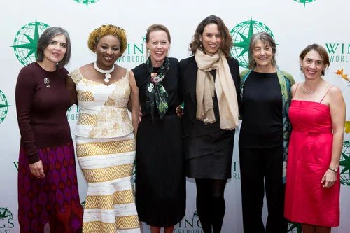 L-R: Beate Liepert, Earth Award; Kristen Marhaver, Sea Award; Sheila Ochugboju, Humanity Award; Ophira Eisenberg, Master of Ceremonies; Hope Jahren, Leadership Award; Juliana Machado Ferreira, Courage Award; Marla Spivak, Conservation Award