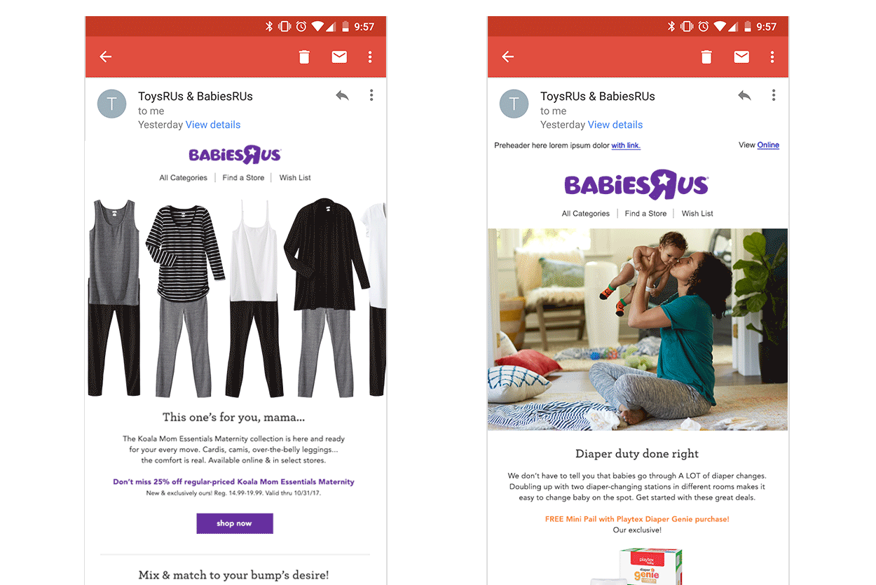  Animated and static emails created for Babies"R"Us. 