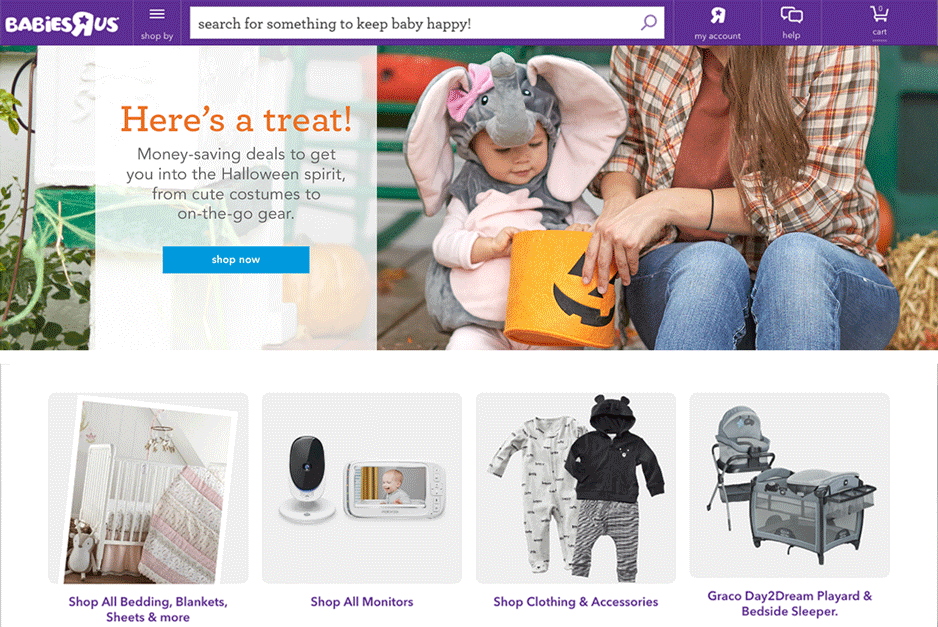  Homepage a-spots created for the Babies"R"Us website. 