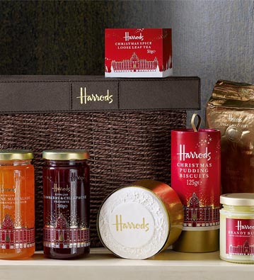 An example of Harrod's popular food hampers. Saks Fifth Avenue may replicate the concept for its Canadian Saks food halls [ Image Source ]