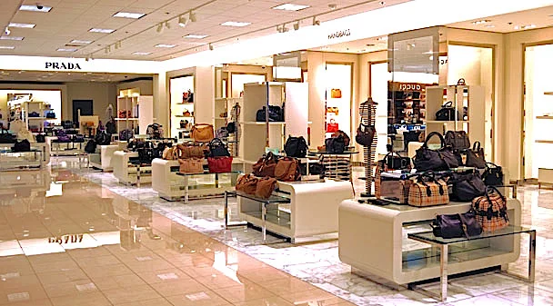 Prada concession in women's designer handbags at Nordstrom, Broadway Plaza, Walnut Creek, California [ Image Source ]
