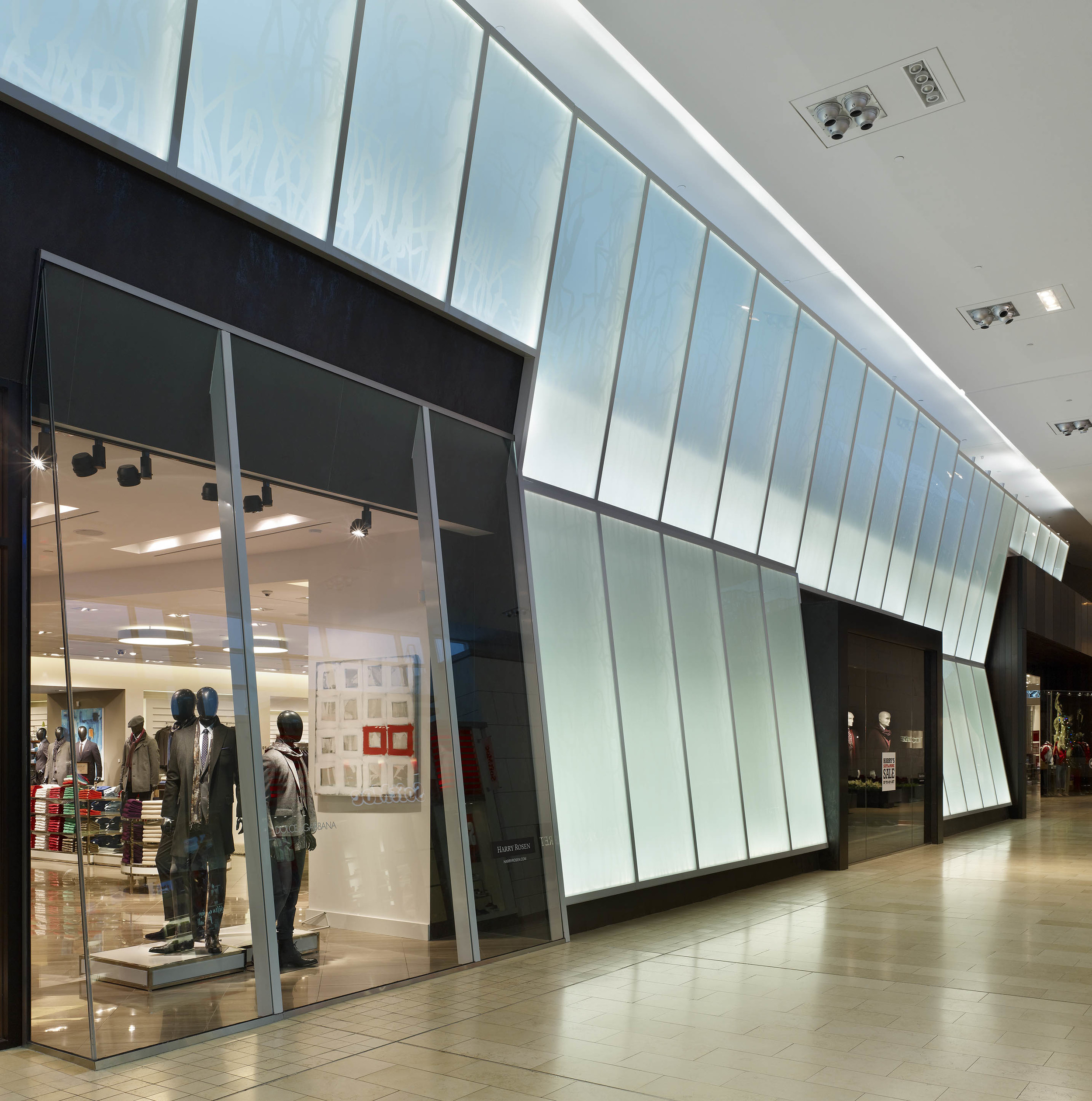 Part of the dramatic facade of Harry Rosen's new flagship store at the Yorkdale Shopping Centre in Toronto.