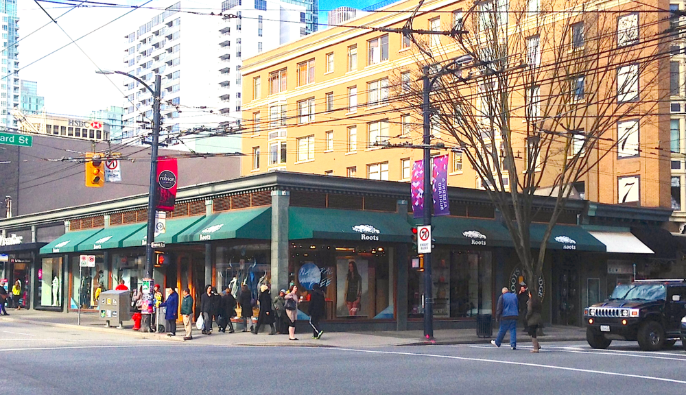 Roots will remove its awnings, according to the rendering at the top of this article. Photo: Colin Arber
