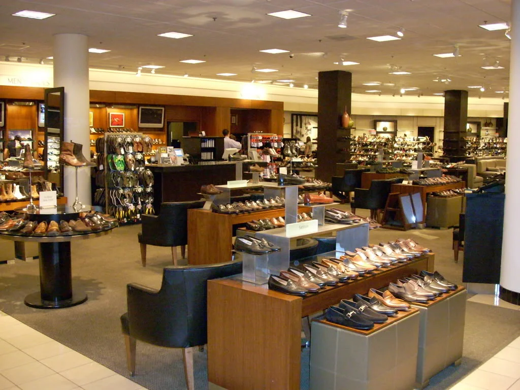 Nordstrom store interiors are traditionally beige/brown, lacking natural light. Photo: Style Forum (click to enlarge)