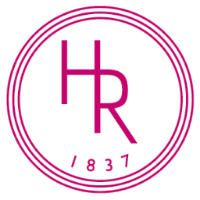Holt Renfrew's logo features the colour magenta &amp; a circle around the 'HR' as well as the year that the company was founded.