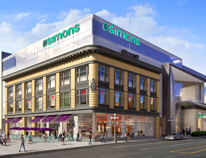 La Maison Simons joins Rideau Centre in August of 2016. Rendering: Rideau Centre