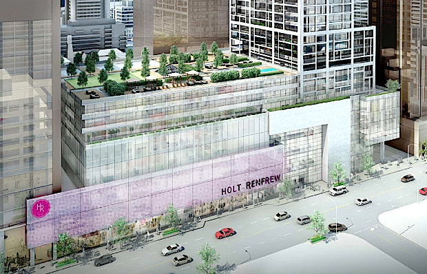 Plans are also in place for a new facade on Holt Renfrew's renovated and expanded 50 Bloor St. W. flagship. Rendering: Morguard/City of Toronto. 