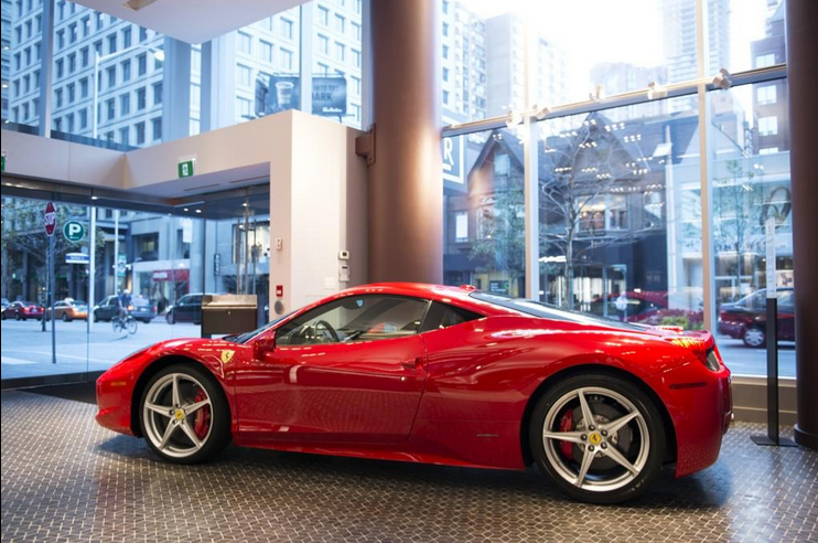 Ferrari in the foyer. Photo: Holt Renfrew