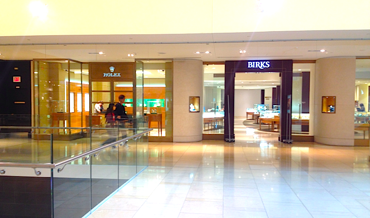 Birks at Calgary's CORE features a Rolex shop-in-store with its own mall entrance. Photo: Craig Patterson. 