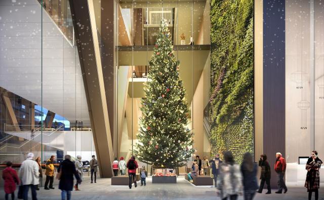 Ground floor of One Bloor's Atrium. Rendering: Mizrahi Developments